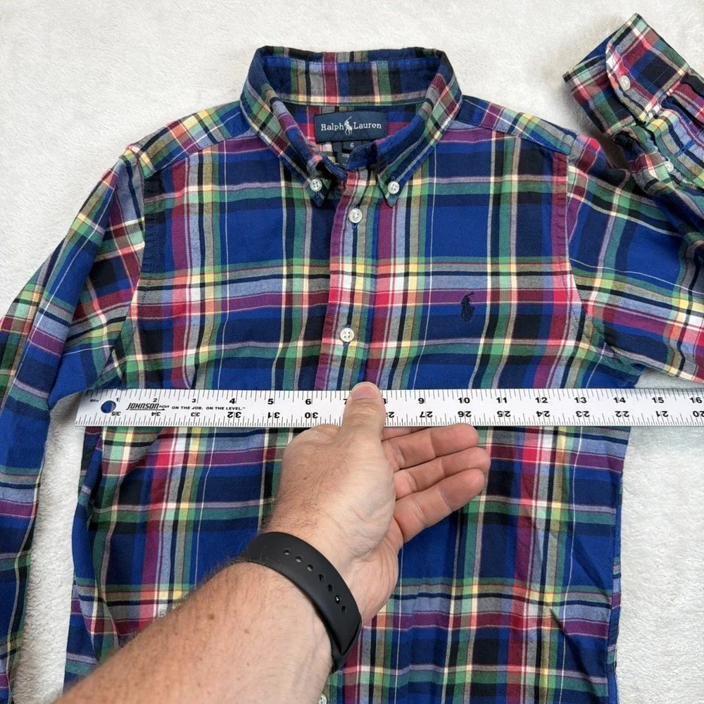 Ralph Lauren Boys Size 6 Plaid Button Down Shirt Pony Preppy Holiday Tartan